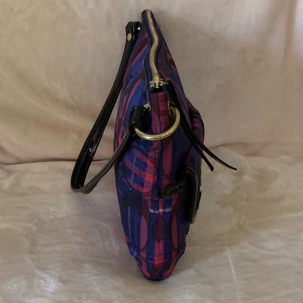 Coach Poppy Tartan Hippie Navy Blue Shoulder Bag - Picture 2 of 7